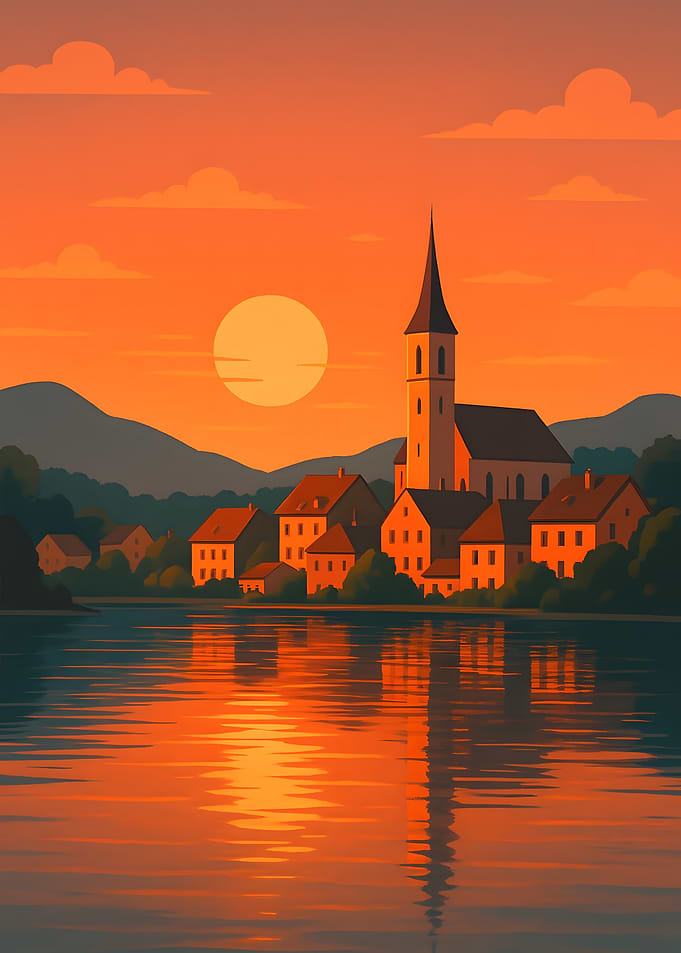 Sunset over Lakeside Village