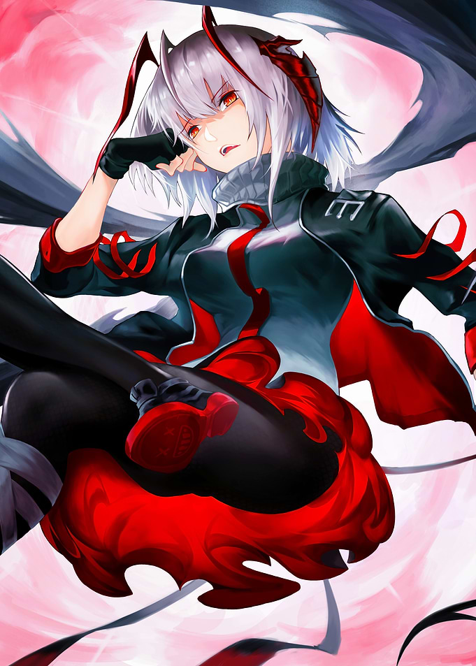 Anime Girl with Red and Black Outfit