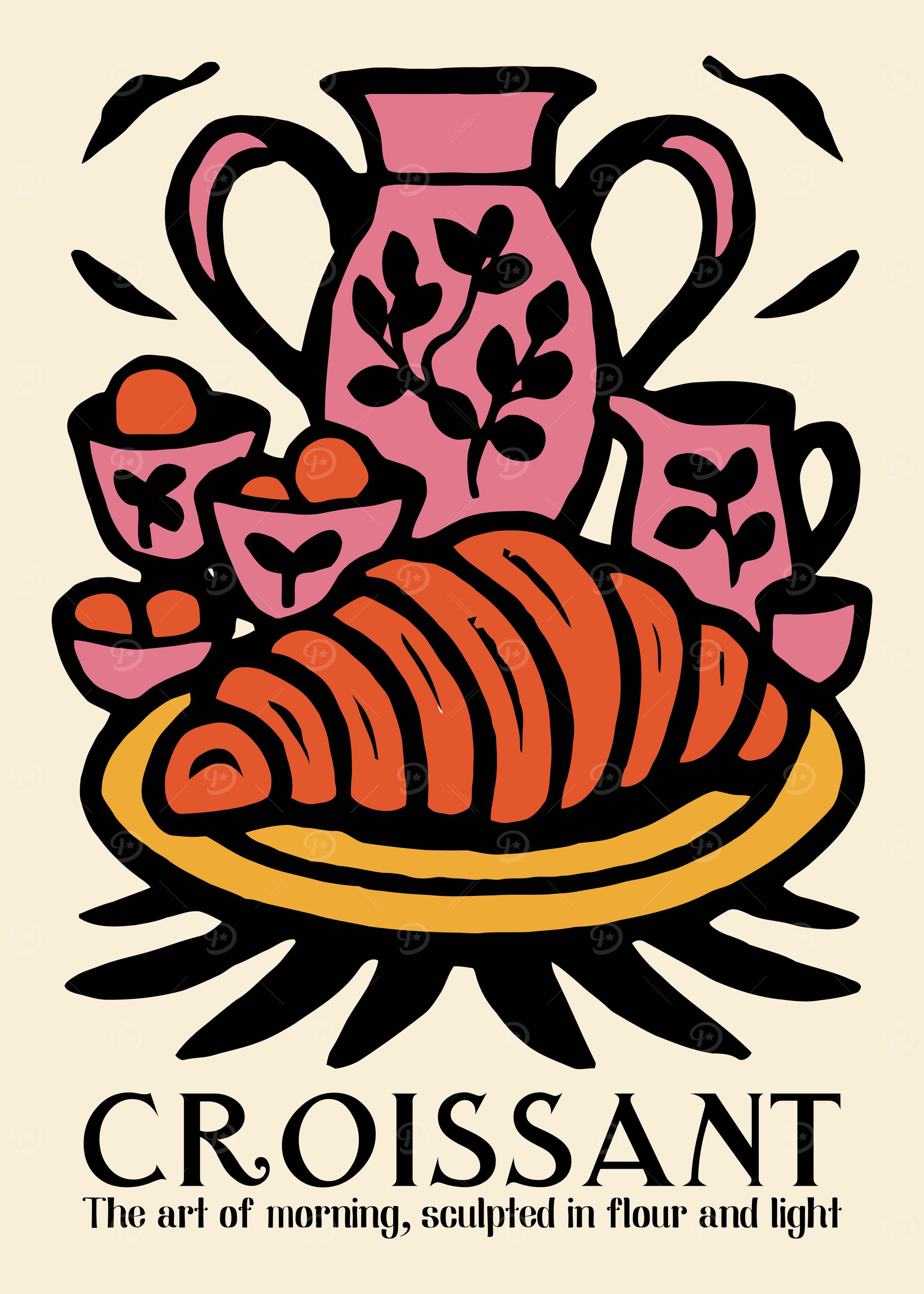 Croissant Still Life Illustration