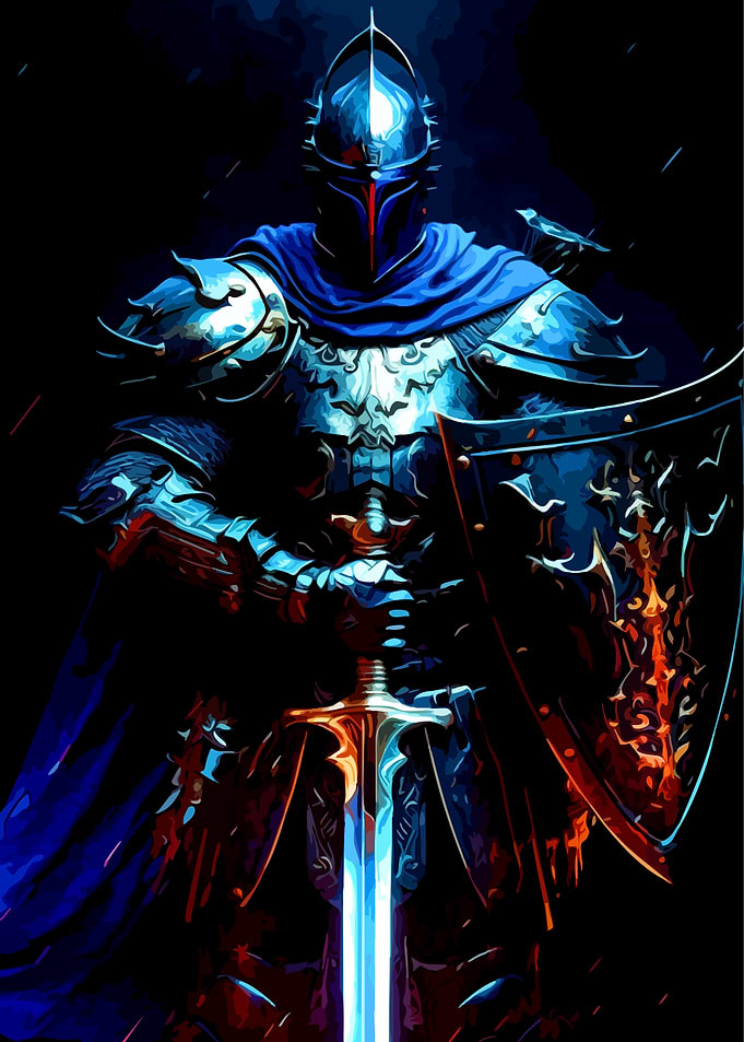 Armored Knight with Sword and Shield