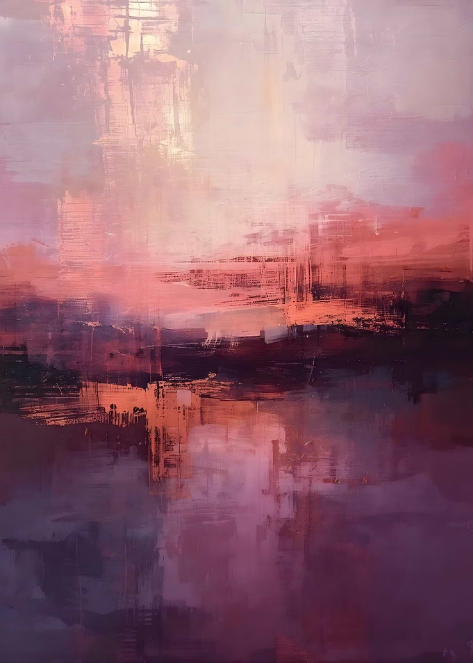 Abstract Landscape Painting in Pink and Purple