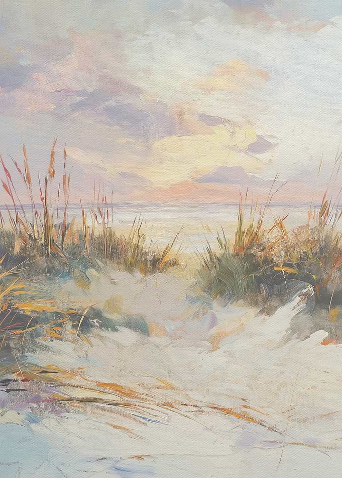 Beach Painting with Dunes and Grass