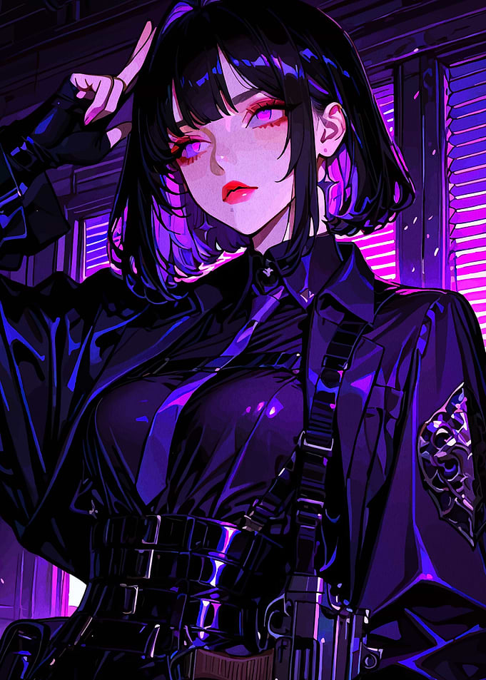 Anime Girl in Dark Outfit