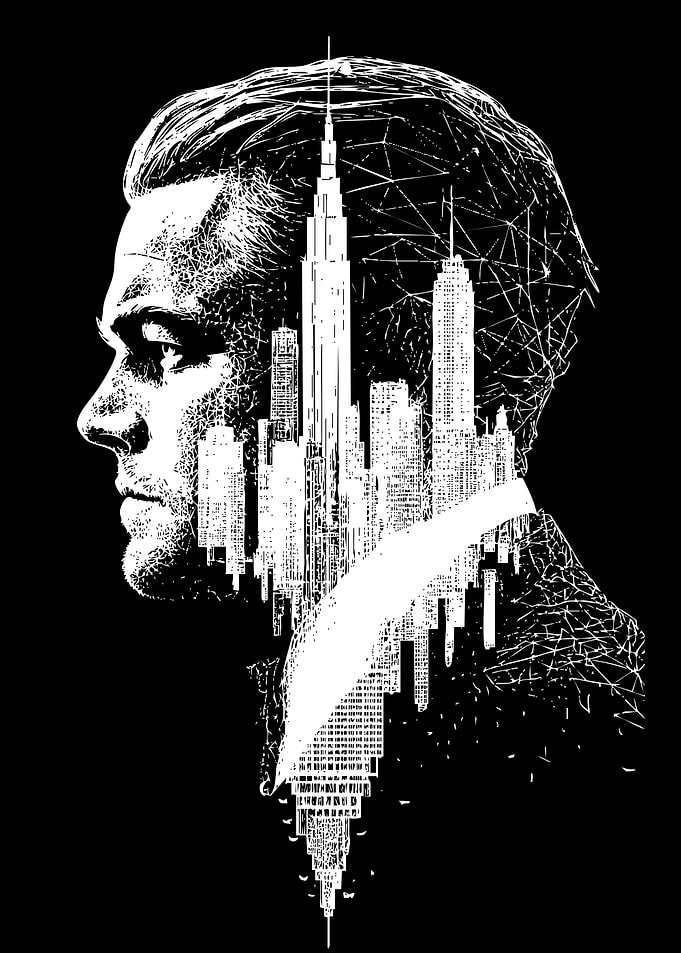 Leonardo DiCaprio and Cityscape Portrait