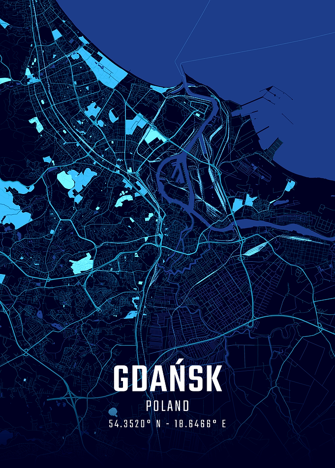 Gdańsk Midninght City Map