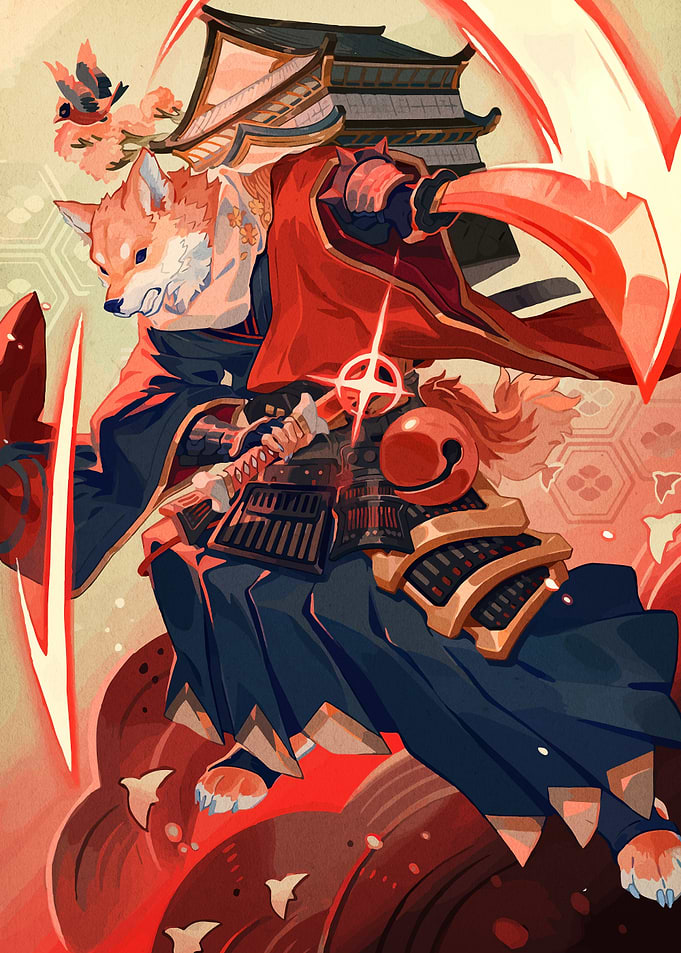 Samurai Shiba Inu Warrior Illustration