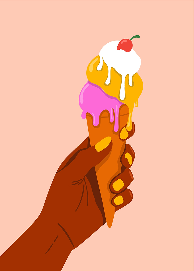 Hand Holding Melting Ice Cream Cone