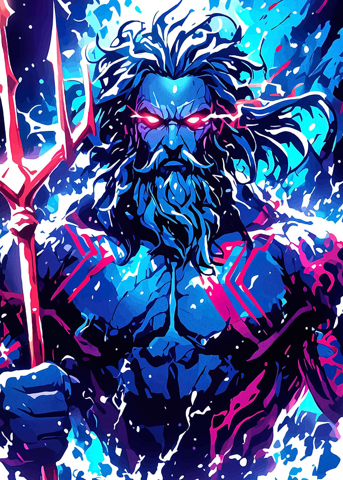 Poseidon Illustration with Trident
