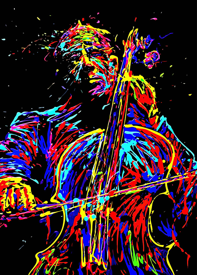 Colorful Cello Player Abstract Art