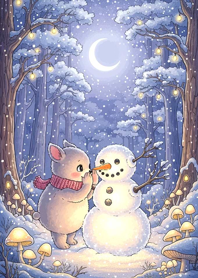 Winter Wonderland: Mouse and Snowman