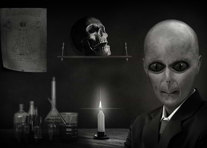 Alien Scientist in Laboratory