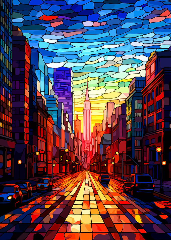 Stained Glass New York Cityscape