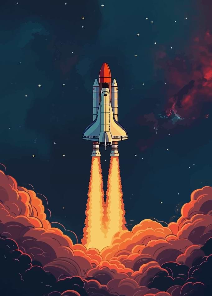 Space Shuttle Launching into Space