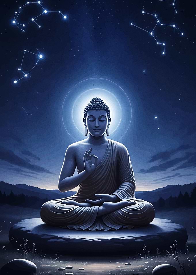 Buddha Meditation Starry Night Sky