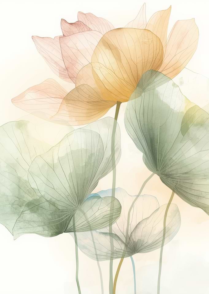 Watercolor Lotus Flowers