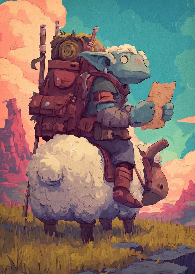 Goblin Rider with Map on Sheep