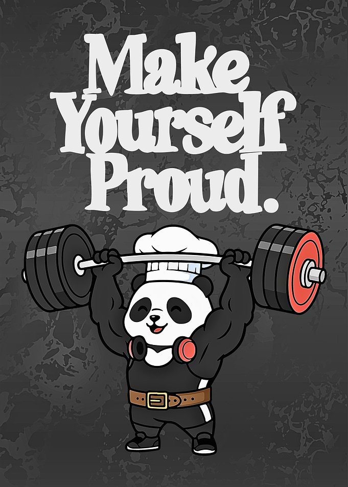 Motivational Panda Lifting Weights