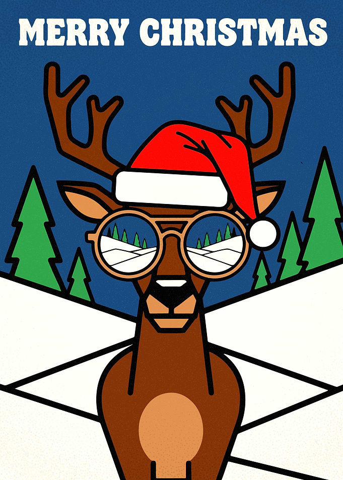 Merry Christmas Deer with Glasses