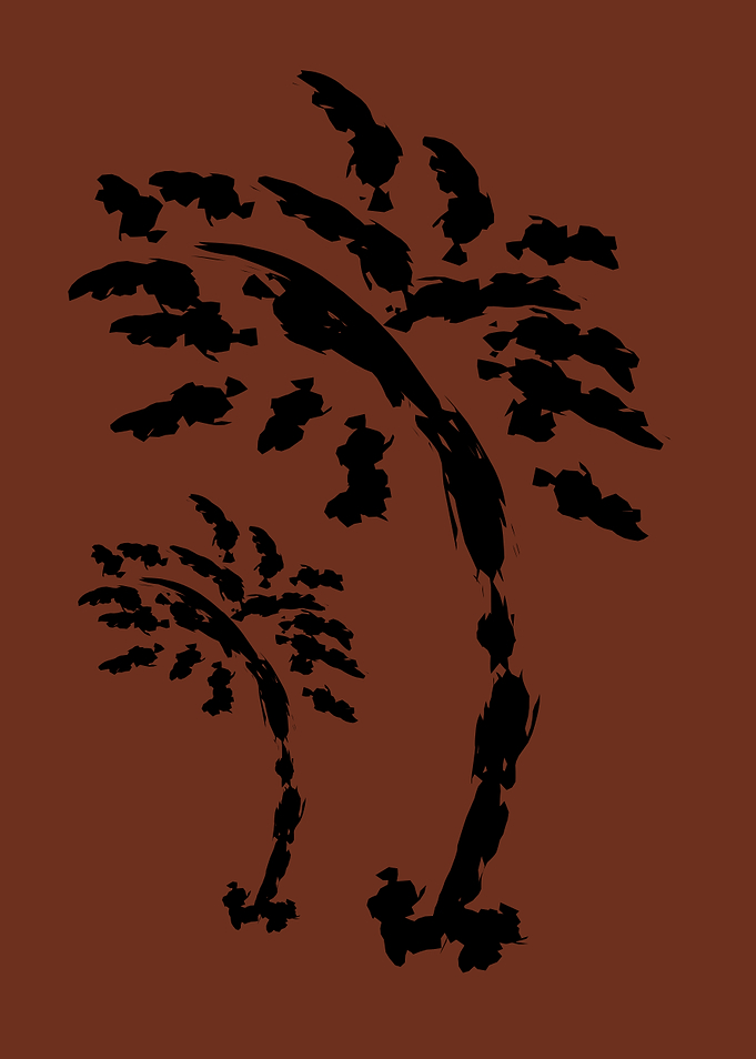 Abstract Palm Trees on Brown Background