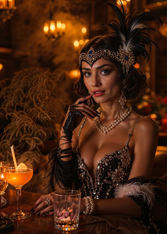Flapper Girl at the Bar