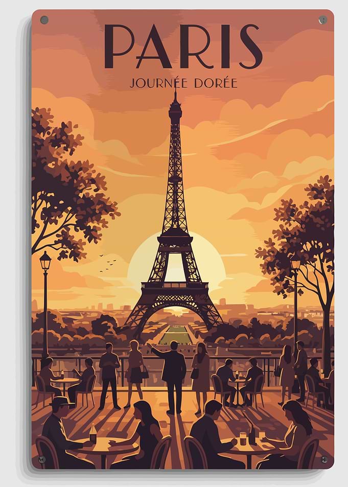 Paris Journée Dorée Travel Poster