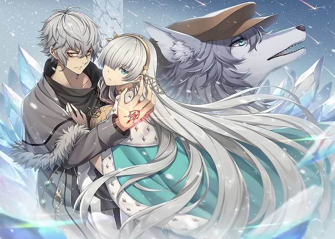 Anime Couple with Wolf Spirit