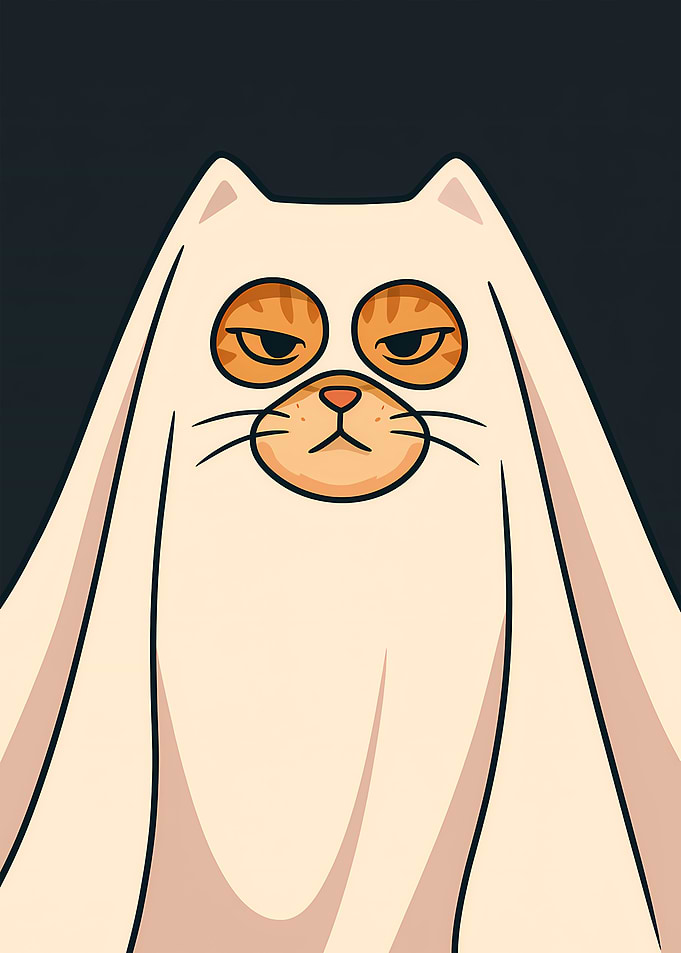 Grumpy Cat Ghost Costume Illustration