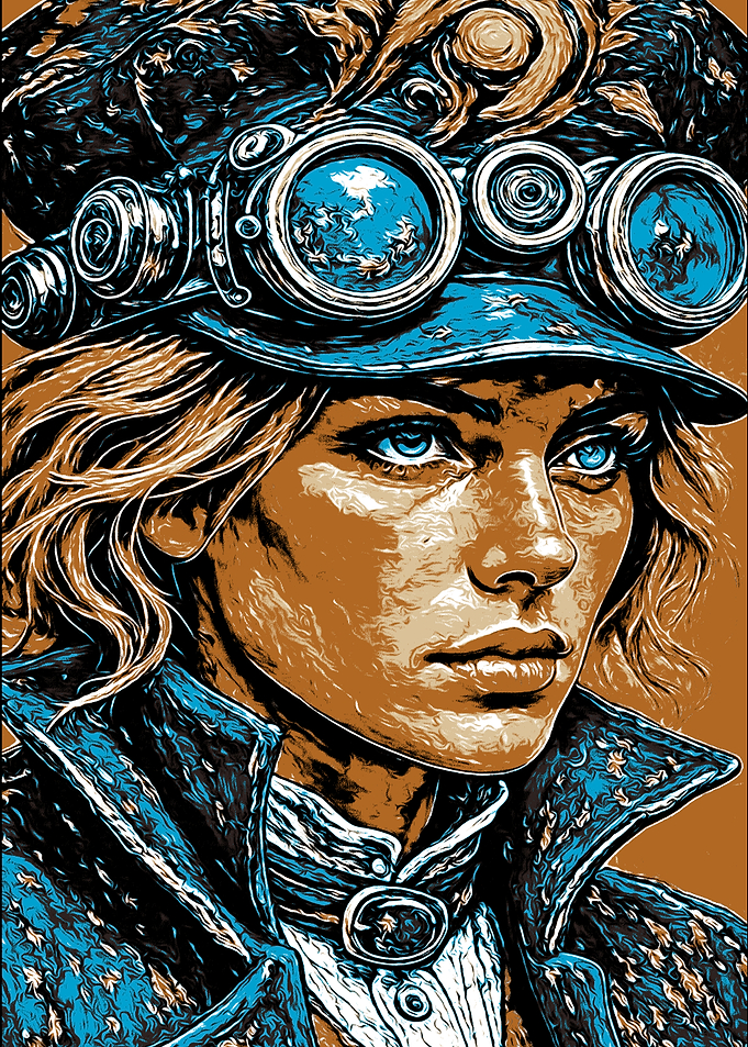 Steampunk Girl Portrait with Goggles