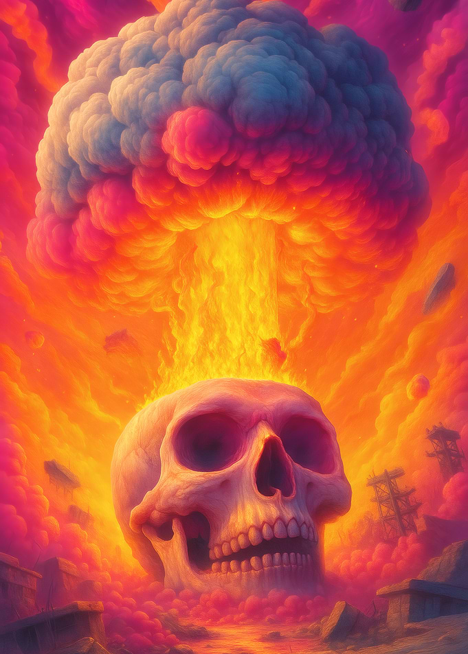 Skull with Mushroom Cloud