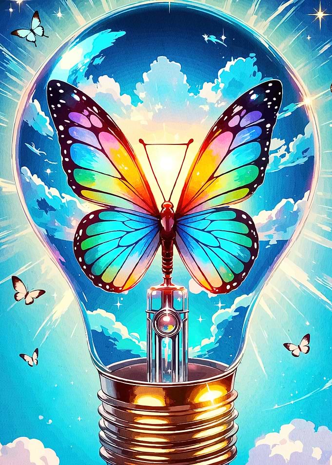 Butterfly Lightbulb Sky