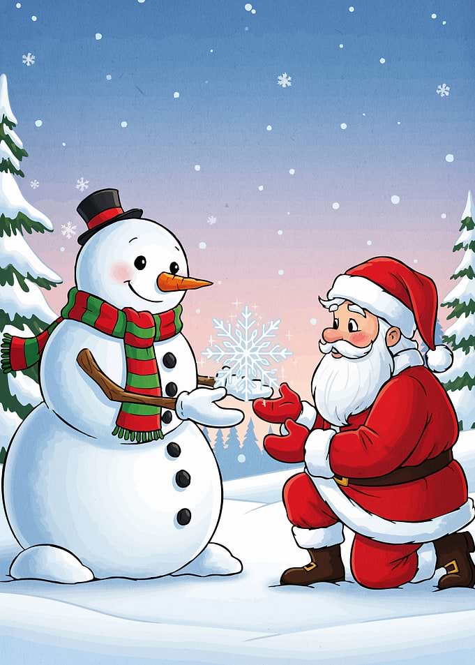 Santa and Snowman Snowflake