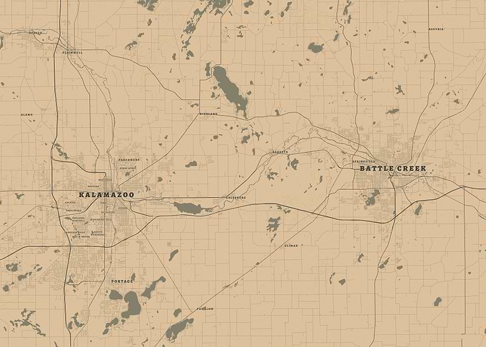 Kalamazoo and Battle Creek Map