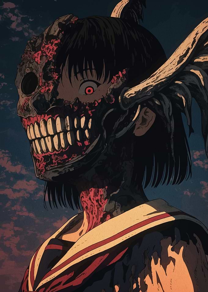 Anime Girl with Skull Mask