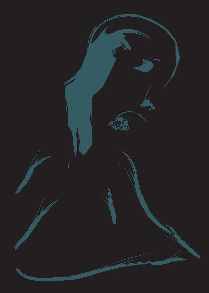 Abstract Woman Portrait in Teal