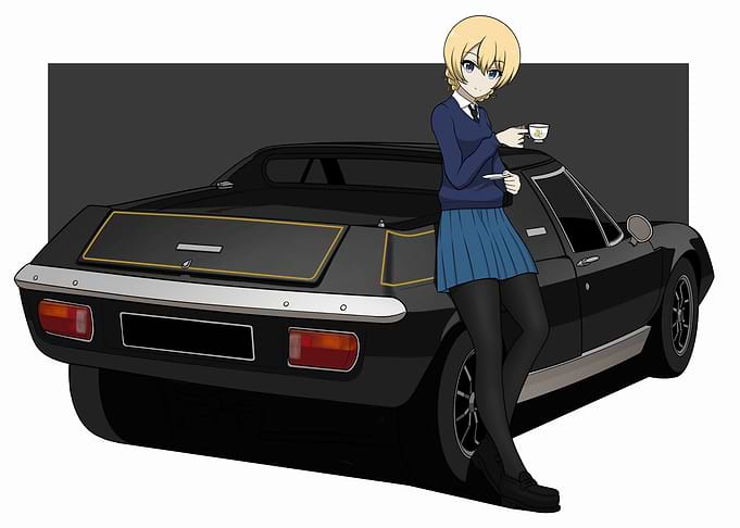 Anime Girl with Black Lotus Car