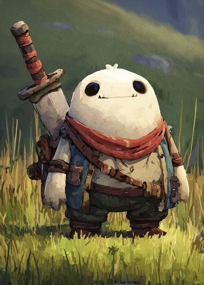 Cute Cartoon Adventurer with Sword