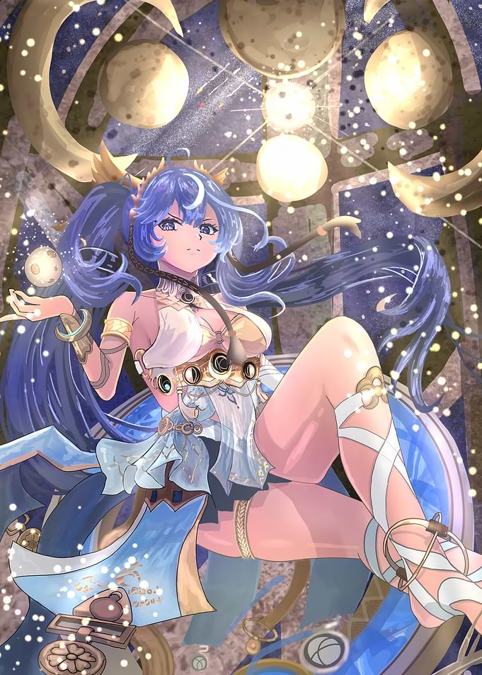 Girl with Celestial Background