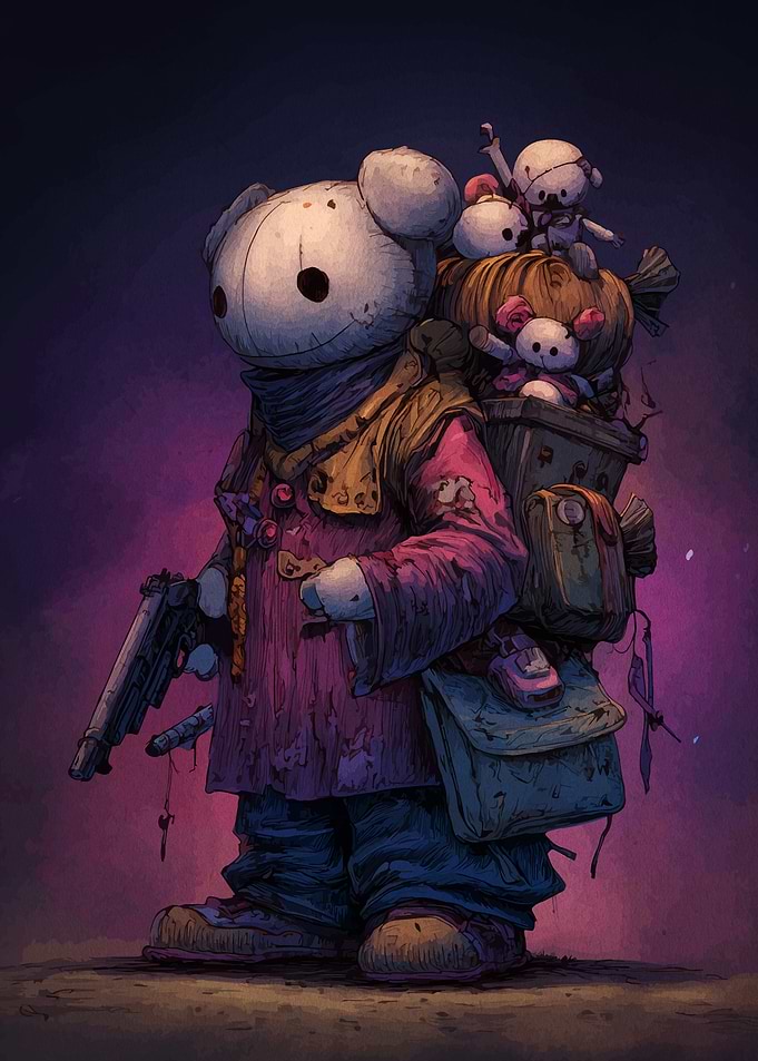 Armed Teddy Bear with Backpack