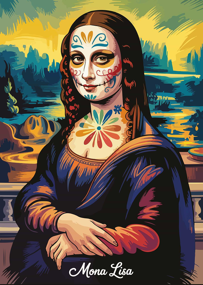 Mona Lisa with Sugar Skull Makeup
