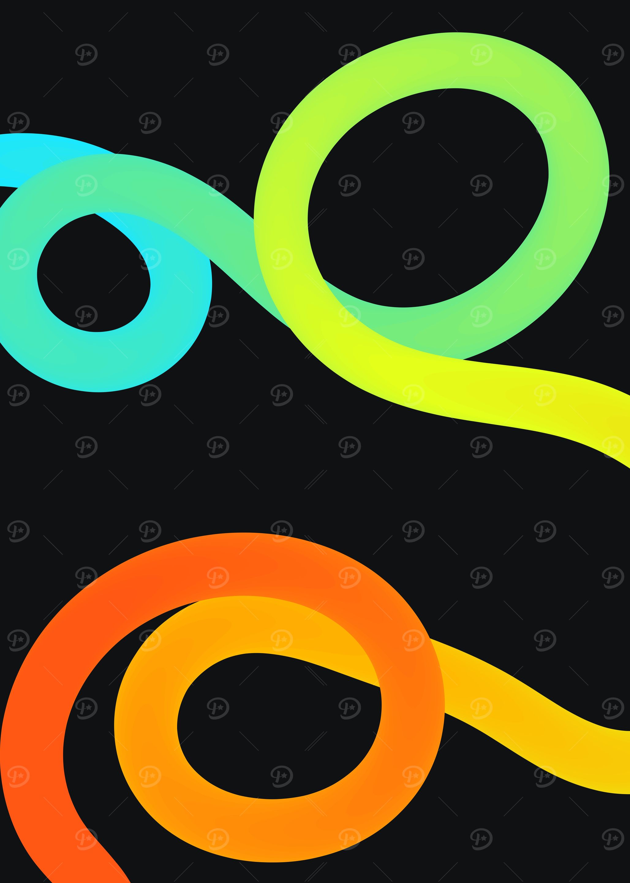 Abstract Colorful Gradient Tubes on Black