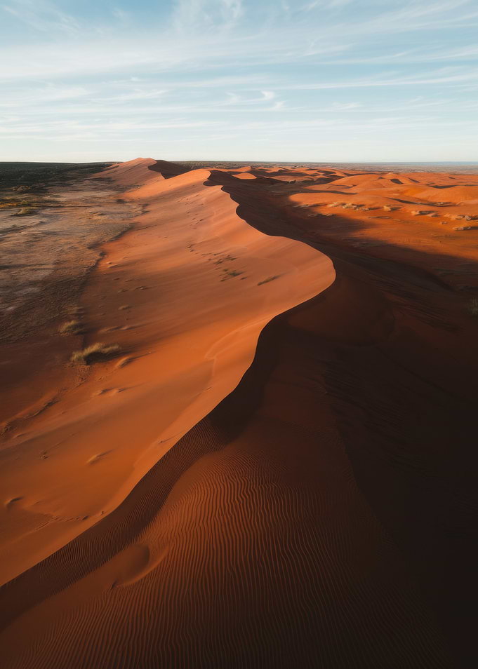 Aerial View of Desert Sand Dunes