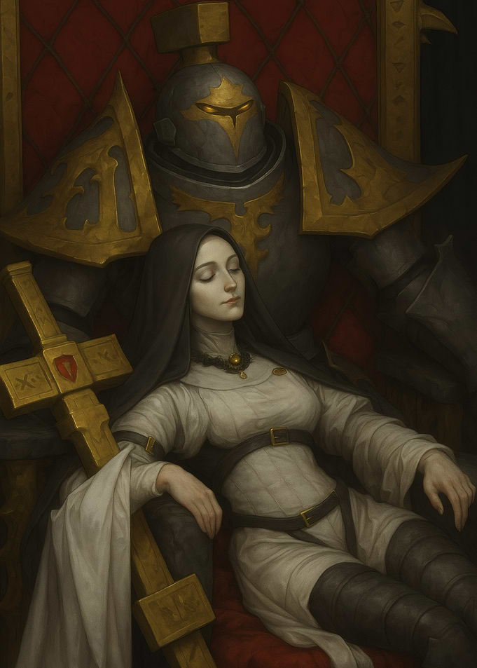 Sister and Knight on Throne