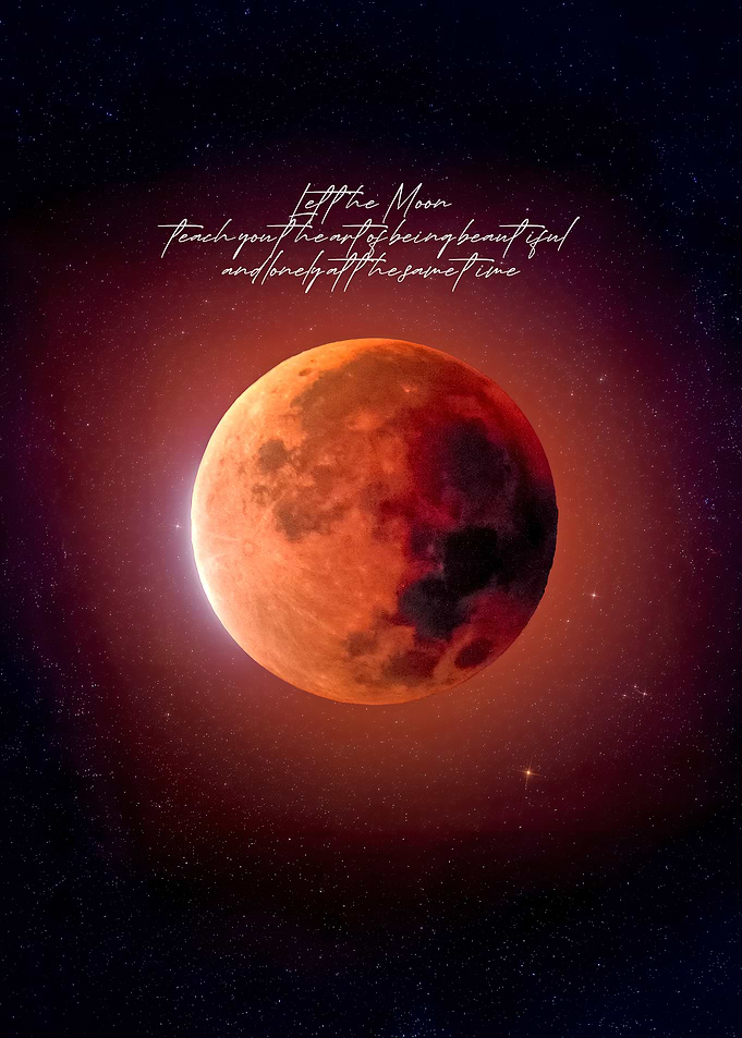 Blood Moon with Inspirational Quote