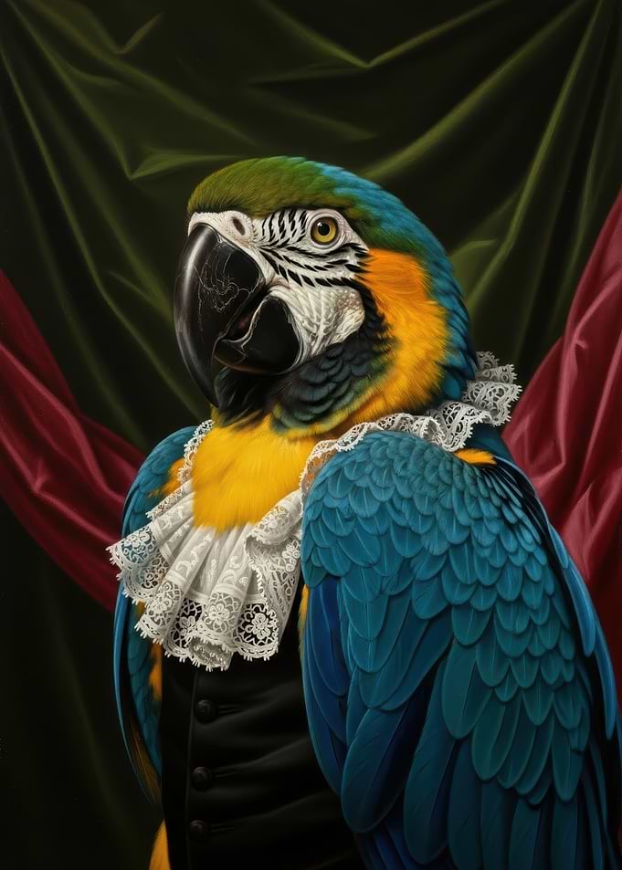 Regal Macaw Portrait in Formal Attire