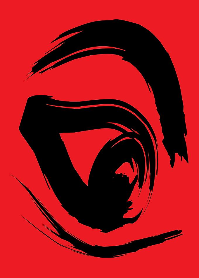 Abstract Eye Brushstroke on Red
