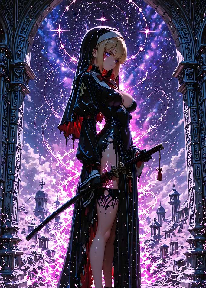 Anime Nun with Katana