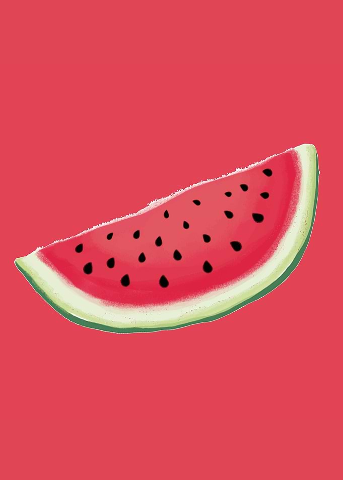 Watermelon Slice on Red Background
