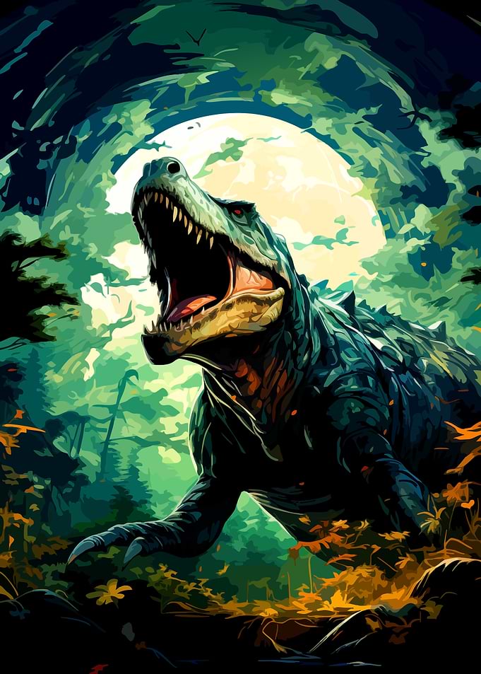 Roaring Dinosaur in Forest