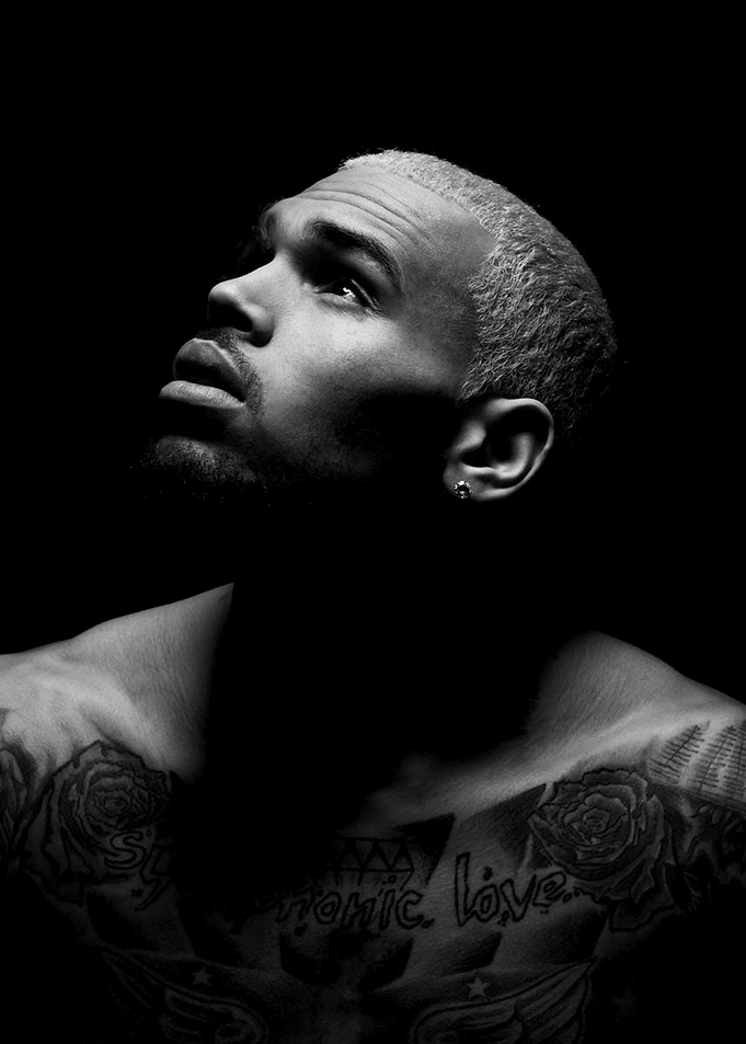 chris brown black and white portrait