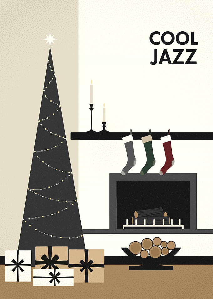 Cool Jazz Christmas Holiday Illustration